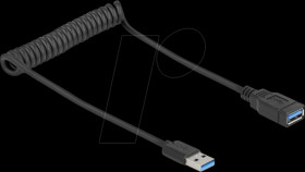 90367 USB 5 Gbps Coiled Cable Type-A male to Type-A female 0.4 to 0.6
