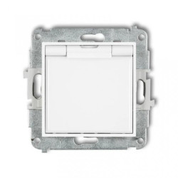 ICON Mechanizm gniazda bryzgoszczelnego z uziemieniem 2P+Z (klapka biała, przesłony torów prądowych) biały IGPB-1zp