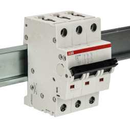 Wyłącznik nadprądowy MCB, Typ C, 3-biegunowy, 4A, 440V, na szynę DIN, ABB S203M-C4, S200M