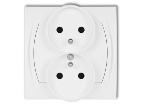 LOGO Gniazdo podwójne do ramki poziomej z uziemieniem (przesłony torów prądowych) biały LGPR-2zp KARLIK