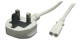 Przewód Zasilający Wielka Brytania Ac-Uk Iec C7 - Posac-C7uk18wh Biały 1,8M