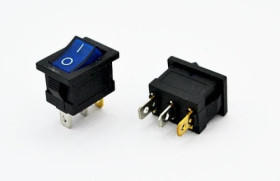 Przełącznik kołyskowy 4 pin, podświetlany 12V, niebieski stabilny ON-OFF