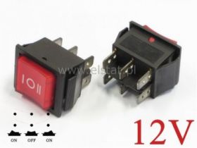 Przeł. kołys. ON-OFF-ON stabilny 6p podśw. 12V