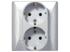 AKCENT Gniazdo podwójne z uziemieniem schuko biały GP-2AS/00 OSPEL