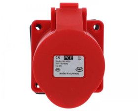 Gniazdo tablicowe 32A 4P 400V czerwone IP44 żeńskie 70mm 324-6