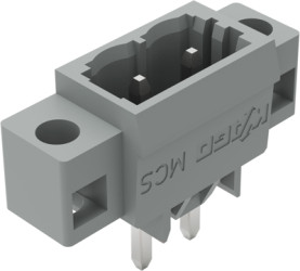 Pin header, 2 pole, pitch 5 mm, straight, gray, 231-162/040-000