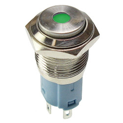 Przycisk metal. JH16-09 zielony monostabilny podświetlany chwilowy