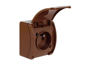 KOALA Gniazdo pojedyncze z uziemieniem (2P+Z) n/t IP44 brąz z klapką brąz VG 161-02 61.372 ELEKTRO-PLAST