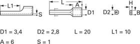 Uninsulated pin cable lug, 4.0-6.0 mm², AWG 12 to 10, 2.8 mm, metal, 3742