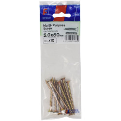 ForgeFix FPKMPS560Y Multi-Purpose Pozi Screw CSK ST ZYP 5.0 x 60mm ForgePack 10