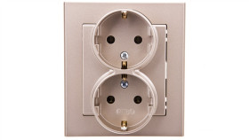 Sonata Gniazdo Podwójne Z/U Schuko Szampański Złoty Gp-2Rs/39