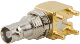 HD BNC panel socket 75 Ω, solder connection, angled, 034-1030-12G