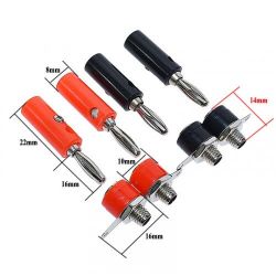 4mm Banana / Lantern plug or socket, red &amp; black pair