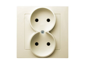 AS Gniazdo podwójne bez uziemienia z ramką ecru GP-2G/27 OSPEL