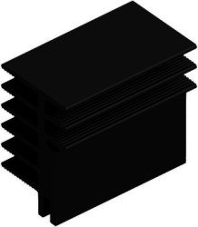 Extruded heatsink, (L x W x H) 50 x 30 x 45 mm, 5.7 to 2.2 K/W, black anodized, 10020629