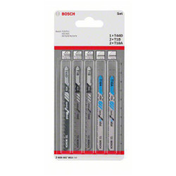 Bosch 2608667853 Jigsaw Blade Set Wood &amp; Metal 5piece For Double Cam Shaft