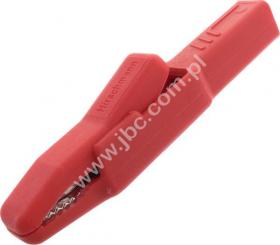 AK 2 B RT Krokodylek bezpieczny, gniazdo 4mm, rozwarcie 9,5mm, czerwony, Hirschmann, 932435101, AK2BRT