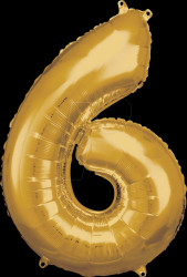 10064614 AMSCAN foil balloon, number 6, gold