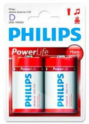 bateria alkaliczna Philips PowerLife LR20 D (blister) - 2 sztuki