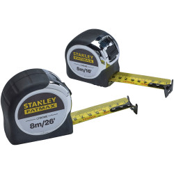 Stanley FMHT43041-0 FatMax&#xAE; Chrome Pocket Tapes 5m/16ft &amp; 8m/26ft (Twin Pack)