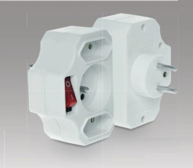 Rozgałęźnik wtyczkowy z wyłącznikiem 1-gniazdo z/u + 2x Euro biały R-12WS-B