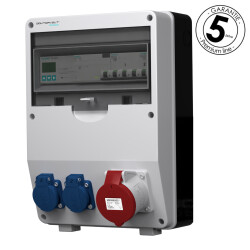Rozdzielnica budowlana z licznikiem 3F Siemens pTD-S/FI 32A 2x230V gniazda Mennekes Schuko Doktorvolt DV-4807-D