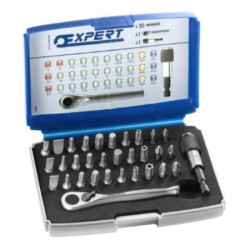 Zestaw końcówek do wkrętaka Sześciokątne, Phillips, Pozidriv, Resistorx, Płaskie, Kwadratowe, Torx l. elementów: 32