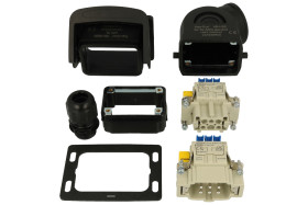 Złącze gniazdo+wtyk; Han Kit; 87840060000; 6 torów; 6B; plastik; kątowe 90°; wtyk w obudowie na przewód; śrubowy; z 1 klamrą; 16