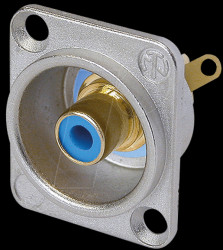 NF2D-6 RCA panel jack, silver, blue colour ID ring