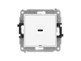 MINI Mechanizm gniazda pojedynczego 1xUSB C-C, bez pola opisowego biały mat 25MGUSBBO-7 KARLIK