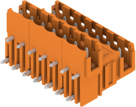 Pin header, 14 pole, pitch 5.08 mm, angled, orange, 1726330000