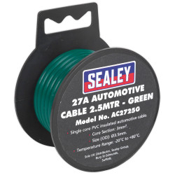 Sealey AC2725G Automotive Cable 27A 2.5mtr Green