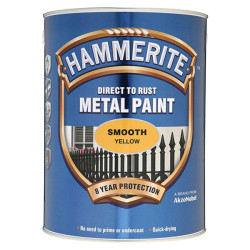 Hammerite 5084878 Direct to Rust Smooth Finish Metal Paint Yellow 5 Litre