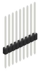 Pin header, 9 pole, pitch 1.27 mm, straight, black, 10060347