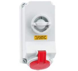Gniazdo stałe z wyłącznikiem i blok. 16A 4P 400V 6h IP44 Quick-Connect 16038