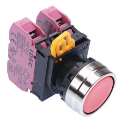 YW4B-M1E02R Red 22mm Metal Bezel Momentary Push Button Switch 2NC IP65 IDEC
