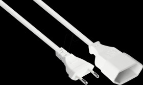 P0300-W005 Euro cord extension Typ C to Euro-socket, white, 0,75 mm², 0,5 m