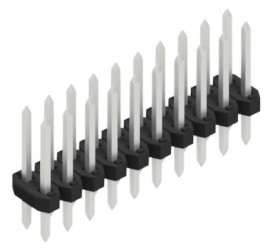Pin header, 20 pole, pitch 2 mm, straight, black, 10062537