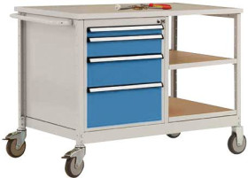 Stół warsztatowy, model 1 z olejowaną pokrywą Multiplex 30 mm szer. X gł. X wys. 1135 x 590 x 810 mm Manuflex MW2001.501