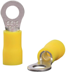 Insulated ring cable lug, 4.0-6.0 mm², 5.3 mm, M5, yellow, 22C457