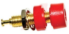 Gniazdo bananowe Żeński Połączenie lutowane typ Gniazdo bananowe Czerwony 15A Mueller Electric rozmiar 4 mm