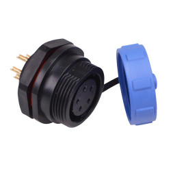 5 Pin Waterproof W17 Female Socket Panel Mount Connector IP68