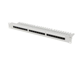 Patch panel 24 port 1u 19 kat.5e utp z organizerem kablowym szary lanberg PPU5-1124-S