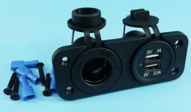 PODW.ŁAD.USB BLUE 12-24V/2,1A+GN.ZAPAL