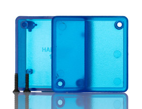 Obudowa ABS szerokość zew. 50 mm długość zew. 50 mm wys. zew. 20 mm Hammond IP54 Półprzezroczysty niebieski