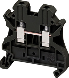 Terminal block, 2 pole, 0.2-4.0 mm², clamping points: 2, black, screw connection, 32 A, NSYTRV42BK