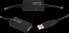 UA0145 USB 2.0 cable, USB-A/M to USB-A/F, amplifier, black, 15 m