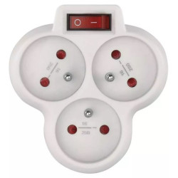 Rozgałęźnik z wyłącznikiem biały P0026S