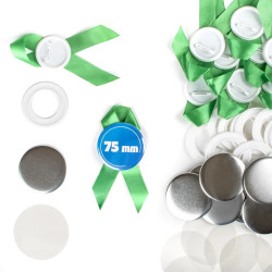 Przypinki z wstążką 75mm - zielone, zestaw 50 sztuk