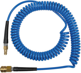 Compressed air spiral hose kit, 8 x 5 mm, L 6 m, 12 bar, PUR, for pneumatics, hydraulics and other supply lines, 158175